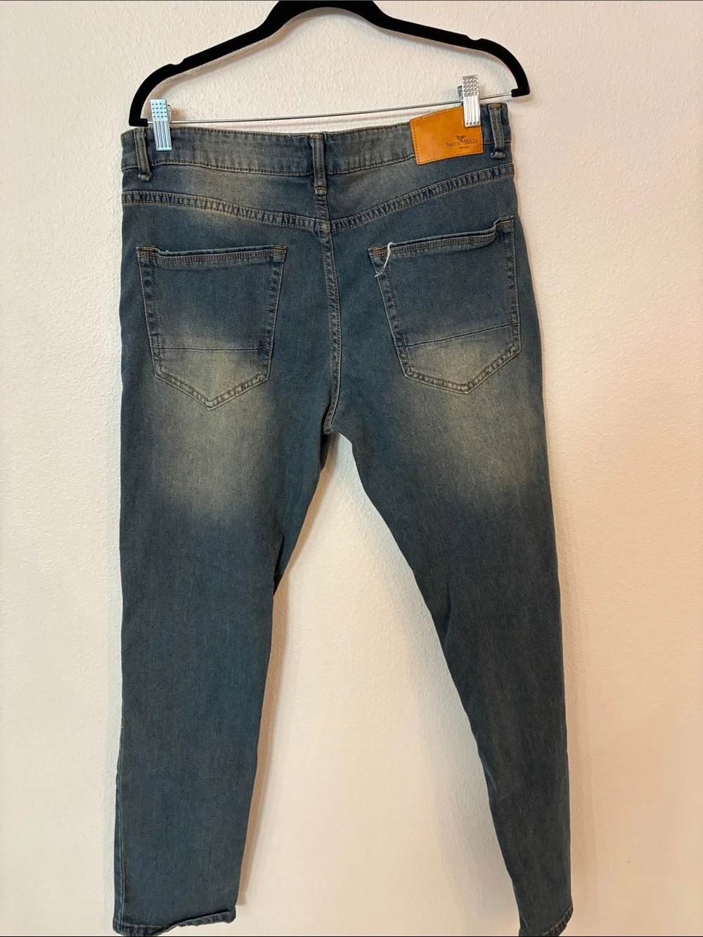 Slim Straight Men's Jeans in Washed Blue by Smith & Mills 36x32